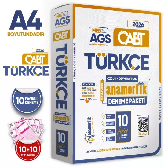 2026 KPSS MEB-AGS ÖABT Anamorfik TÜRKÇE Öğretmenliği Özgün10lu Deneme Dijital Çözümlü Türkiye Geneli