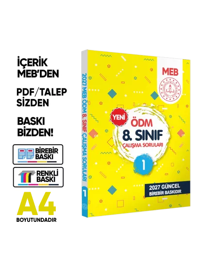 2027 LGS 8.Sınıf 4lü Çıkmış MEB Örnek Sorular ve 6lı Modül ÖDM SET Çalışma Kitabı A4 RENKLİ Baskı