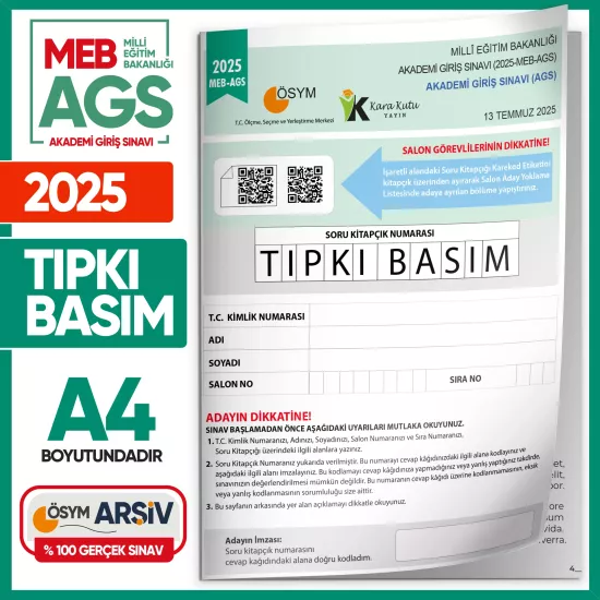 2025 MEB AGS Tıpkı Basım Çıkmış Soru ÖSYM Kitapçığı TAM HALİ Video/PDF Çözümlü Türkiye Geneli