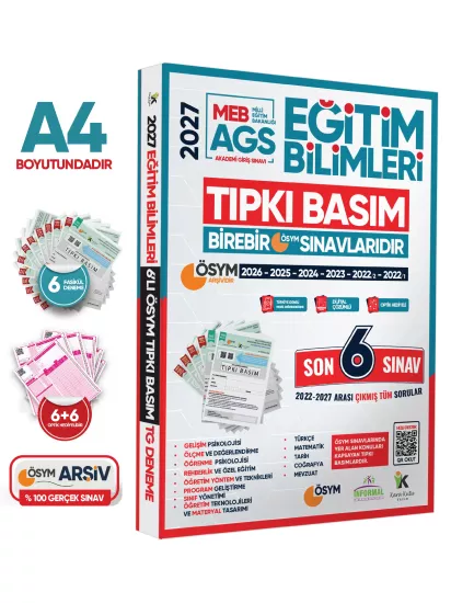 2027 MEB-AGS EĞİTİM BİLİMLERİ ÖSYM Tıpkı Basım Çıkmış Soru 6lı Deneme Paketi Video Çözümlü TürkiyeG.
