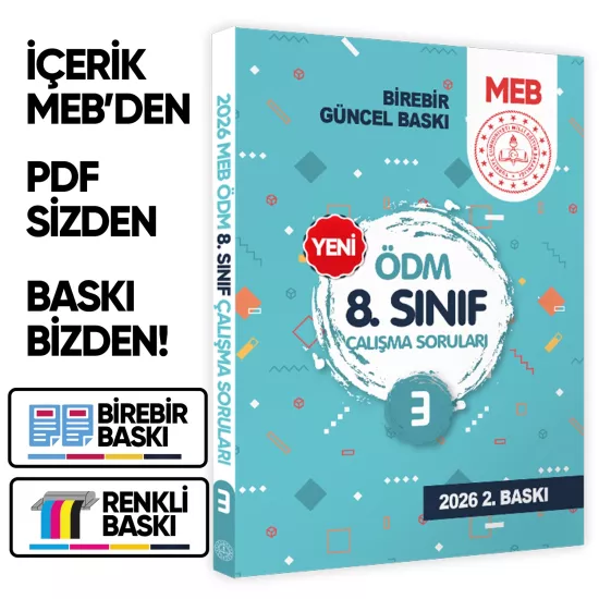 2026 LGS MEB Çalışma Soruları Ölçme Değerlendirme Merkezi ÖDM 8.Sınıf Çalışma Kitabı 3 BASKI ÜCRETİ