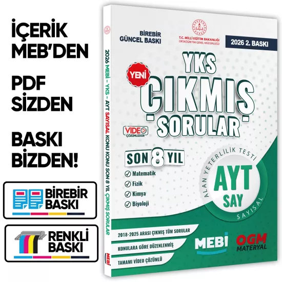 2026 YKS-AYT MEBİ SAYISAL Çıkmış Soru Bankası Konu Konu Son 8 Yıl Video/PDF Çözümlü BASKI ÜCRETİ