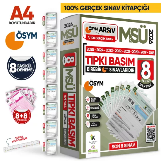 2026 MSÜ ÖSYM Çıkmış Soru Tıpkı Basım 8li Deneme Paketi Türkiye Geneli Video ve Dijital Çözümlü