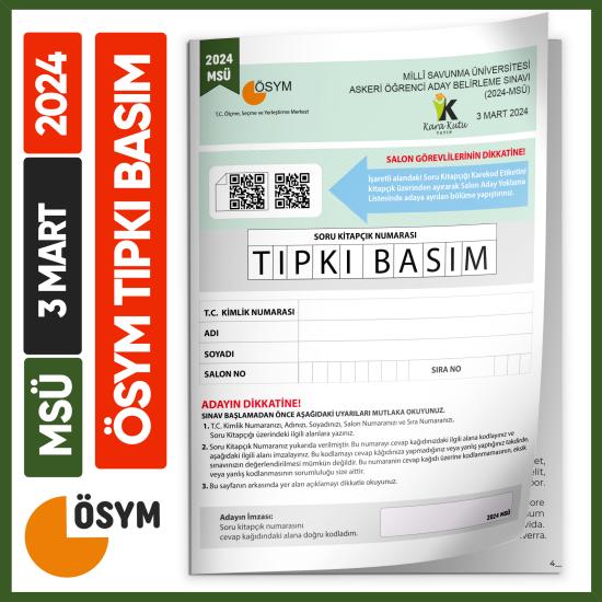MSÜ 2024 ÖSYM Tıpkı Basım Çıkmış Soru Deneme Kitapçığı Yeni Baskı Türkiye Geneli Dijital Çözümlü