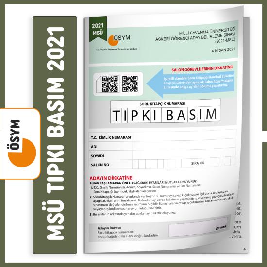 MSÜ 2021 ÖSYM Tıpkı Basım Türkiye Geneli Dijital Çözümlü Soru Kitapçığı