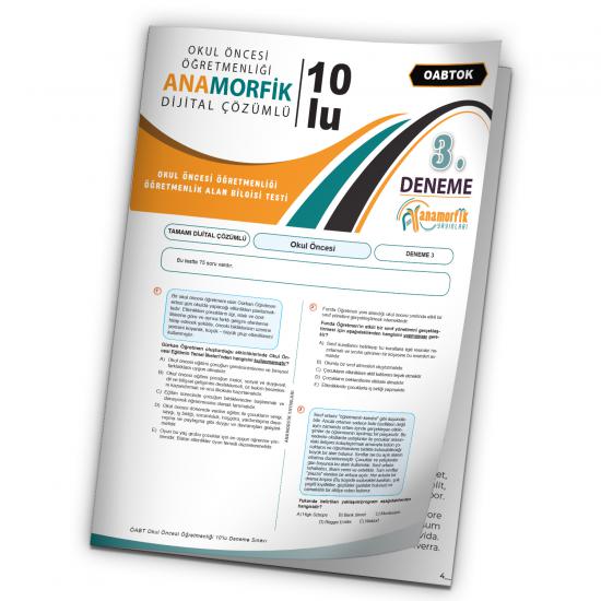 2024 KPSS ÖABT Anamorfik Yayınları Okul Öncesi Türkiye Geneli Dijital Çözümlü Deneme 10/3.Kitapçık