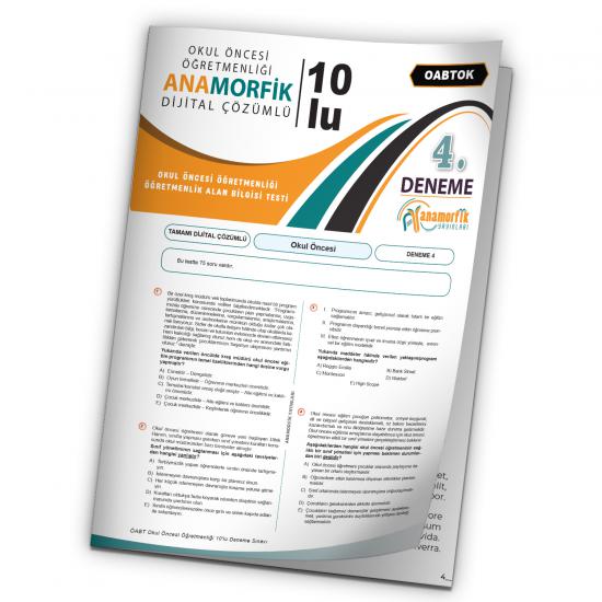 2024 KPSS ÖABT Anamorfik Yayınları Okul Öncesi Türkiye Geneli Dijital Çözümlü Deneme 10/4.Kitapçık