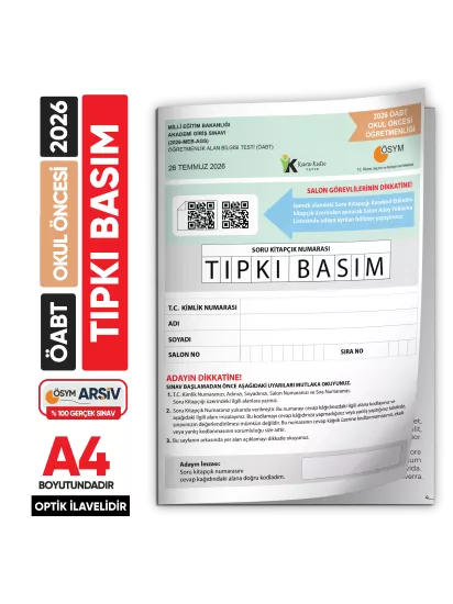 2026 MEB-AGS ÖABT Okul Öncesi Öğretmenliği ÖSYM Tıpkı Basım Kitapçığı Türkiye Geneli Deneme 2026 MEB-AGS ÖABT Okul Öncesi Öğretmenliği ÖSYM Tıpkı Basım Kitapçığı Türkiye Geneli Deneme