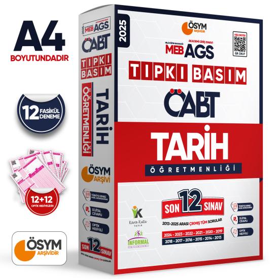 2025 MEB-AGS ÖABT Tarih Öğretmenliği ÖSYM Tıpkı Basım 12li Deneme Paketi Dijital Çözümlü