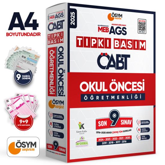 2025 MEB-AGS ÖABT OKUL ÖNCESİ Öğretmenliği ÖSYM Tıpkı Basım 9lu Deneme Paketi Çözümlü Türkiye Geneli
