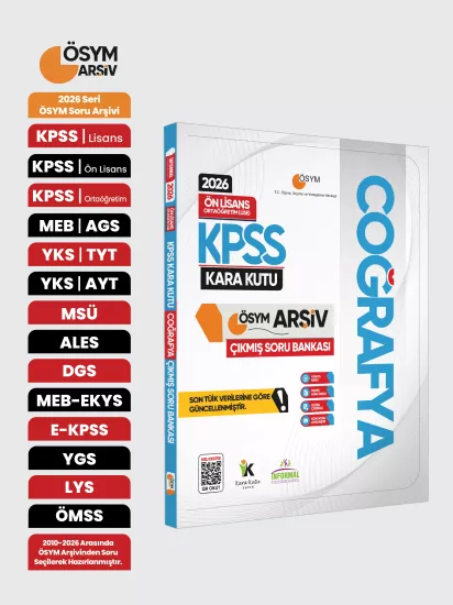 2026 KPSS Önlisans/Ortaöğretim Coğrafya Kara Kutu ÖSYM Çıkmış Soru Bankası Konu Özetli Çözümlü