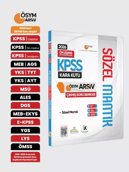 2026 KPSS Önlisans/Ortaöğretim Türkçe Sözel Mantık Kara Kutu ÖSYM Çıkmış Soru Bankası Dijital Çözümlü