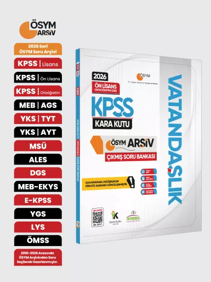 2026 KPSS Önlisans/Ortaöğretim VATANDAŞLIK Kara Kutu ÖSYM Çıkmış Çözümlü Soru Bankası Konu Özetli