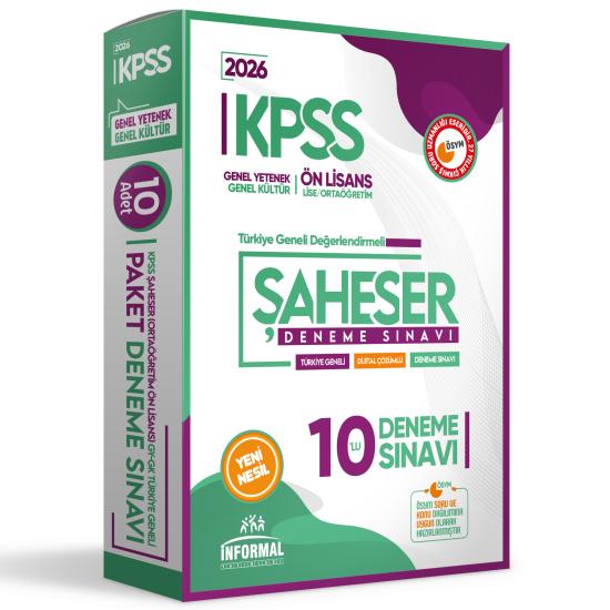 2026 KPSS Önlisans-Ortaöğretim GYGK ŞAHESER Türkiye Geneli Kurumsal 10’lu Dijital Çözümlü Paket Deneme