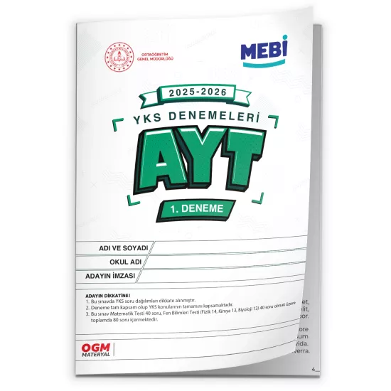 2026 ÖSYM YKS-AYT MEBİ OGM SAYISAL 1.-2.-3. Deneme Paketi Güncel 3lü SET (Seri Deneme) BASKI ÜCRETİ