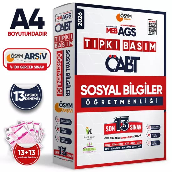2026 MEB-AGS ÖABT Sosyal Bilgiler Öğretmenliği ÖSYM Tıpkı Basım 13lü Deneme Paketi Türkiye Geneli