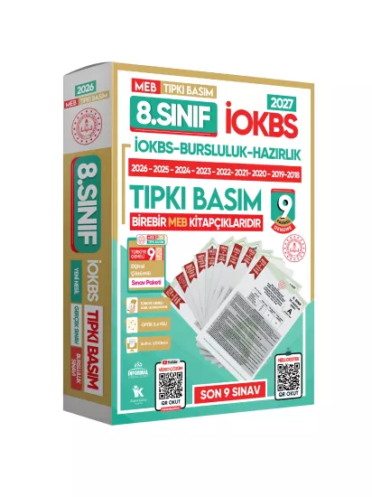 2027 8.Sınıf İOKBS-BURSLULUK Çıkmış Soru Tıpkı Basım 9lu Deneme Paketi PDF/Video Çözümlü Türkiye Gen