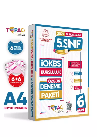 2027 5.Sınıf Topaç Yayınları İOKBS-BURSLULUK 6lı Deneme Paketi Dijital Çözümlü Türkiye Geneli