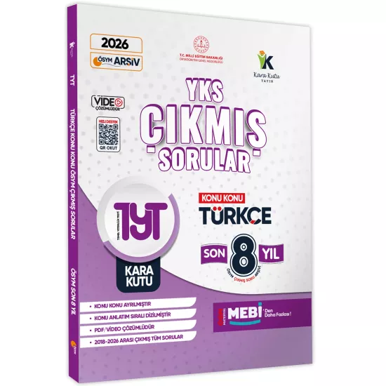 2026 YKS-TYT Türkçe Kara Kutu ÖSYM Çıkmış Soru Bankası Video/PDF Çözümlü Konu Konu Son 8 Yıl