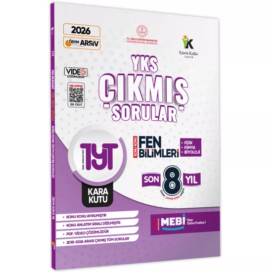 2026 YKS-TYT FEN Bilimleri Karakutu ÖSYM Çıkmış Soru Bankası Dijital Çözümlü Konu Konu Son 8 Yıl