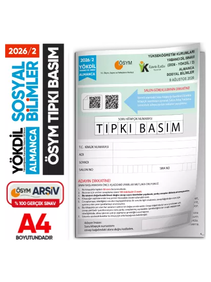 2026/2 YÖKDİL Almanca Sosyal Bilimler ÖSYM Çıkmış Soru Tıpkı Basım Deneme Kitapçığı Türkiye Geneli