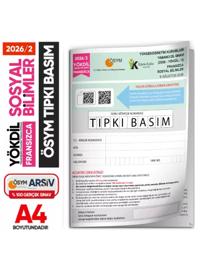 2026/2 YÖKDİL Fransızca SOSYAL Bilimler ÖSYM Çıkmış Soru Tıpkı Basım Deneme Kitapçığı Türkiye Geneli