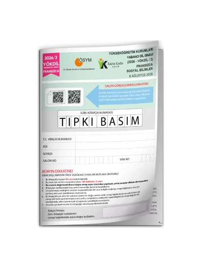 2026/2 YÖKDİL Fransızca SOSYAL Bilimler ÖSYM Çıkmış Soru Tıpkı Basım Deneme Kitapçığı Türkiye Geneli