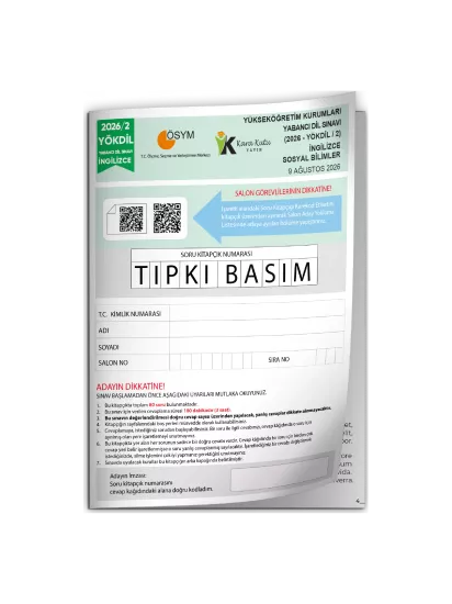 2026/2 YÖKDİL İngilizce SOSYAL BİLİMLER ÖSYM Çıkmış Soru Tıpkı Basım Deneme Kitapçığı Türkiye Geneli