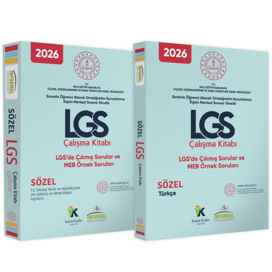 2026 8.SINIF LGS MEB Örnek Soruları Sözel Çalışma 2li Kitap SETİ RENKLİ Baskı A4 Ebat GÜNCEL