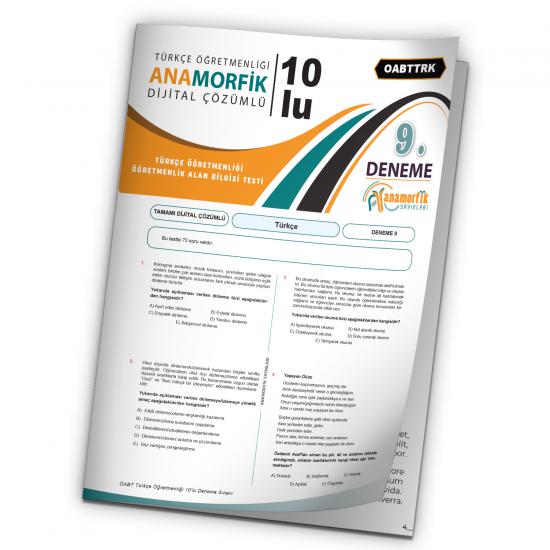2024 KPSS ÖABT Anamorfik Yayın Türkçe Öğretmenliği Türkiye Geneli D.Çözümlü Deneme 10/9.Kitapçık