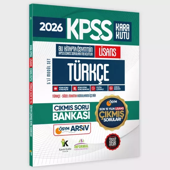 2026 FULLLisans KPSS Lisans Türkçe Kara Kutu ÖSYM Çıkmış Soru Bankası Son 15 Yıl(Sadece Lisans)