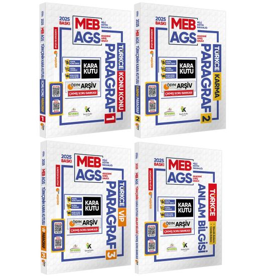 2025 MEB-AGS Türkçe Kara Kutu ÖSYM Çıkmış Soru Bankası 4Lü FULL Set Konu Özetli Video/PDF Çözümlü