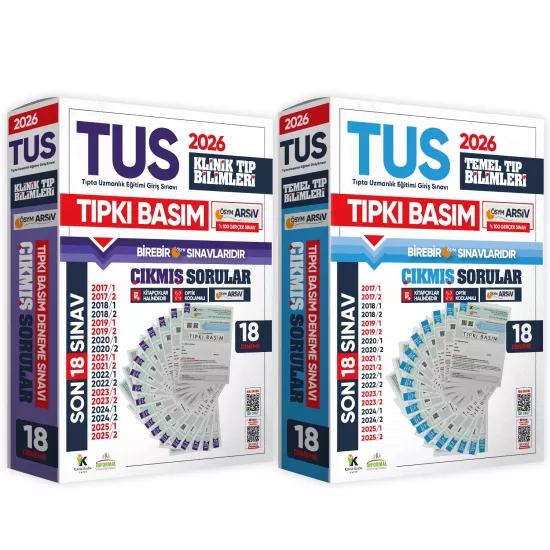 2026 TUS Temel&Klinik Tıp Bilimleri ÖSYM Çıkmış Soru Tıpkı Basım Son 9 Yıl 36lı Deneme Kitapçığı