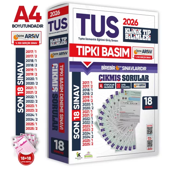 2026 TUS Klinik Tıp Bilimleri ÖSYM Çıkmış Soru Tıpkı Basım Son 9 Yıl 18li Deneme Kitapçığı