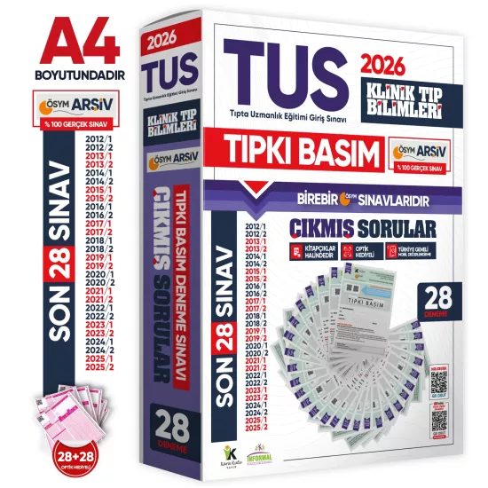 2026 TUS Klinik Tıp Bilimleri ÖSYM Çıkmış Soru Tıpkı Basım Son 14 Yıl 28li Deneme Kitapçığı