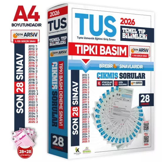 2026 TUS Temel Tıp Bilimleri ÖSYM Çıkmış Soru Tıpkı Basım Son 14 Yıl 28li Deneme Kitapçığı