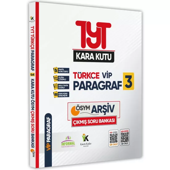 TYT Türkçenin Kara Kutusu PARAGRAF VİP 3 ÖSYM ARŞİVİ ÇIKMIŞ Soru Havuzu Bankası Konu Özetli Çözümlü