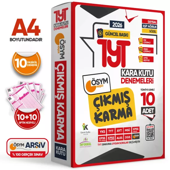 2026 TYT ÖSYM Çıkmış Karma Kara Kutu Sayısal-Sözel-Eşit Ağırlık TG 10lu Deneme Paketi D.Çözümlü