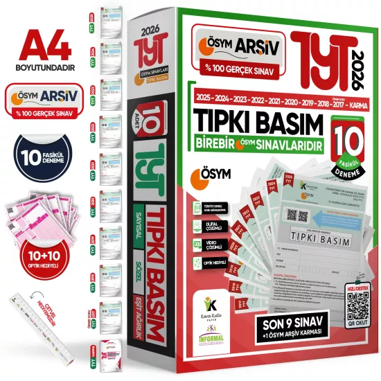 2026 YKS TYT ÖSYM Çıkmış Soru Tıpkı Basım 10lu Deneme Paketi Türkiye Geneli Video ve Dijital Çözümlü