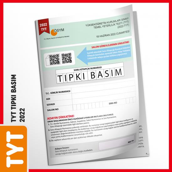 YKS-TYT 2022 ÖSYM Tıpkı Basım Türkiye Geneli Dijital Çözümlü Soru Kitapçığı
