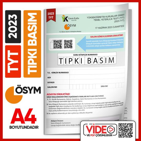 2023 YKS-TYT (SAY-TM-SÖZ) ÖSYM Tıpkı Basım Çıkmış Soru Kitapçığı (Video Çözümlü Türkiye Geneli)