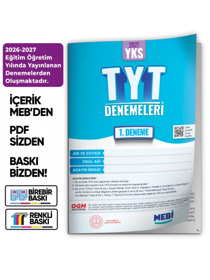 2027 YKS-TYT MEBi ONLİNE Türkiye Geneli 1. Deneme Büyük Boy RENKLİ BASKI ÜCRETİ 2027 YKS-TYT MEBi ONLİNE Türkiye Geneli 1. Deneme Büyük Boy RENKLİ BASKI ÜCRETİ
