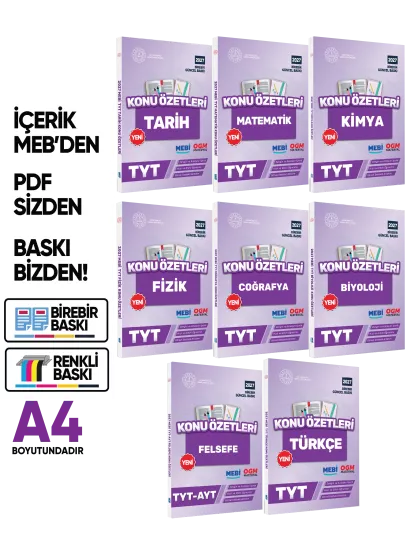 2027 YKS-TYT MEBİ-OGM Pratik Konu Özet Kitap SETİ RENKLİ A4 Boyut Görsel Destekli BASKI ÜCRETİ 2027 YKS-TYT MEBİ-OGM Pratik Konu Özet Kitap SETİ RENKLİ A4 Boyut Görsel Destekli BASKI ÜCRETİ