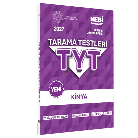 2027 YKS-TYT MEBİ-OGM Kimya Özgün Tarama Testleri Kitabı A4 Boyut Renkli Görsel BASKI ÜCRETİ