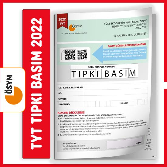 YKS-TYT 2022 ÖSYM Tıpkı Basım Türkiye Geneli Dijital Çözümlü Soru Kitapçığı
