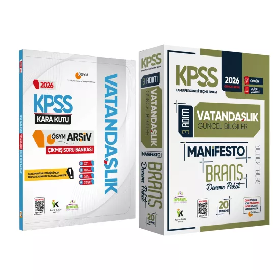2026 KPSS Genel Kültür Vatandaşlık Kara Kutu Soru Bankası ve Manifesto Çözümlü Branş Deneme 2li Seti