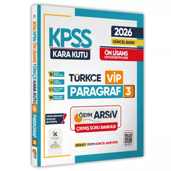 2026 KPSS Önlisans/Ortaöğretim Türkçenin Kara Kutusu PARAGRAF 3 VİP ÖSYM Çıkmış Soru Bankası