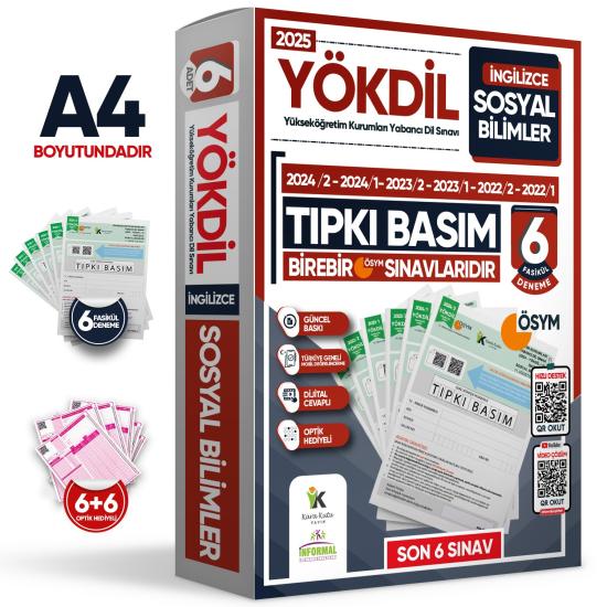 2025 YÖKDİL İngilizce SOSYAL BİLİMLER ÖSYM Çıkmış Soru Tıpkı Basım Deneme Paketi 6lı TG Video Çözüm