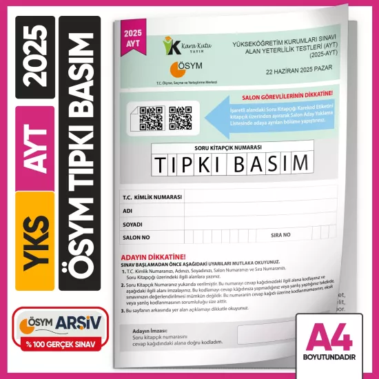 2025 YKS-AYT ÖSYM Tıpkı Basım Çıkmış Soru Kitapçığı (Video/PDF Çözümlü Türkiye Geneli Değerlendirme)