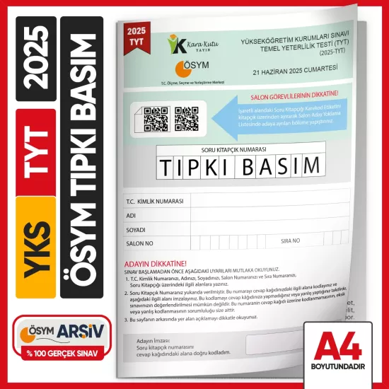 2025 YKS-TYT ÖSYM Tıpkı Basım Çıkmış Soru Kitapçığı (Video/PDF Çözümlü Türkiye Geneli Değerlendirme)
